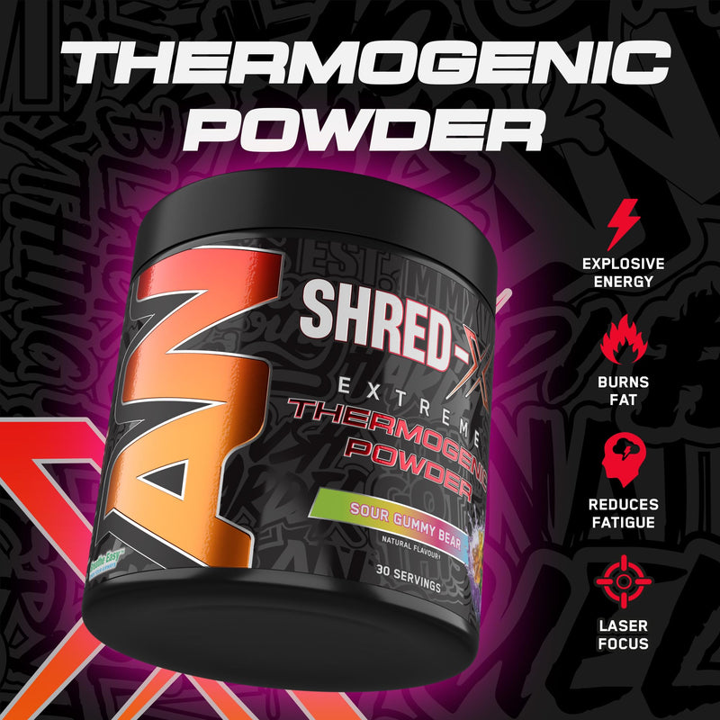 Applied Nutrition Shred X Fat Burner - ABE All Black Everything Fat Burner, Thermo Weight Management (300g - 30 Servings) (Sour Gummy Bear) Sour Gummy Bear 30 Servings (New Pack of 1)