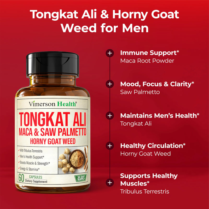 [Australia] - Maca Root, Saw Palmetto & HornyGoatWeed For Men ‚Äì Tongkat Ali and Panax Ginseng Supplement for Energy, Drive & Strength ‚Äì Workout Supplement For Men with Tribulus Terrestris & L-Arginine ‚Äì 60 Capsules 