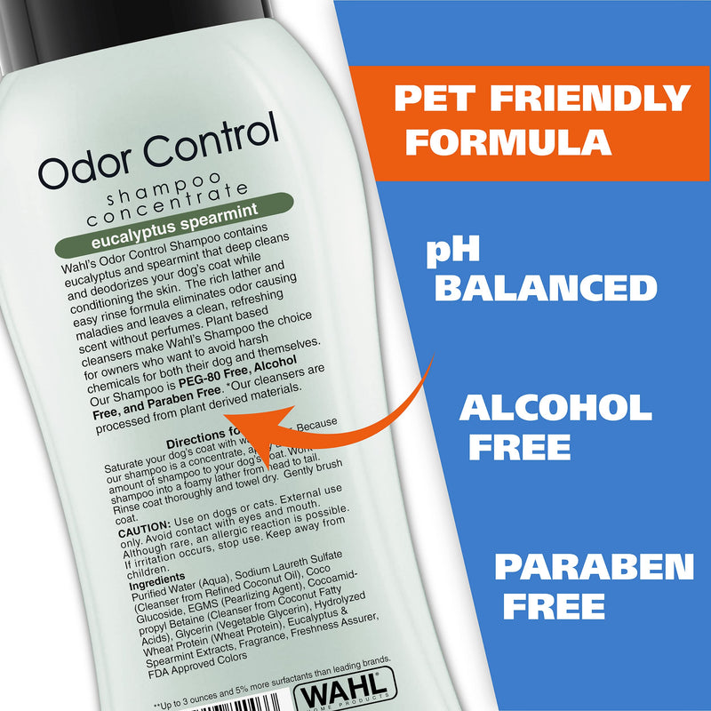 Wahl USA Deodorizing & Refreshing Pet Deodorant for Dogs - Eucalyptus & Spearmint Scent & Wahl USA Odor Control Shampoo for Dogs & Pets - Eucalyptus & Spearmint Animal Deodorizer - PawsPlanet Australia