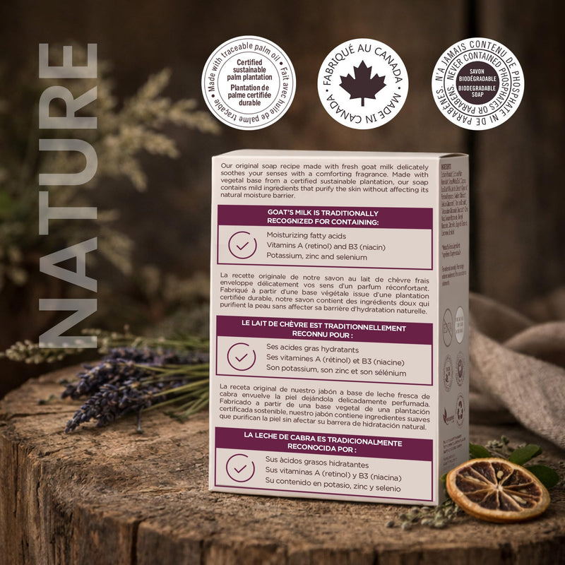 Nature Goat Milk Bar Soap, ORIGINAL, 5 oz (141 g), With Fresh Goat Milk, Vitamin A, B3, Potassium, Zinc & Selenium, Moisturizing & Gentle Cleansing 5 Ounce (Pack of 1)
