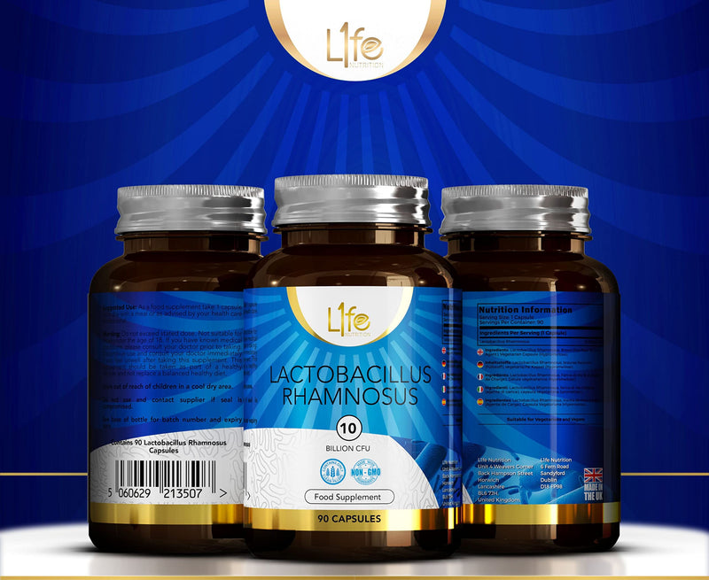 LN Lactobacillus Rhamnosus | 90 High Strength Lactobacillus Probiotic Capsules - 10 Billion CFU L-Rhamnosus Probiotics per Serving | Non-GMO, Gluten, Dairy & Allergen Free | Made in The UK