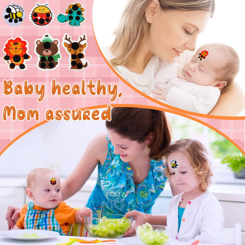 [Australia] - 12 pcs Stick-on Fever Indicator Forehead Fever Kids Cartoon Stickers Temperature Fever Patch 