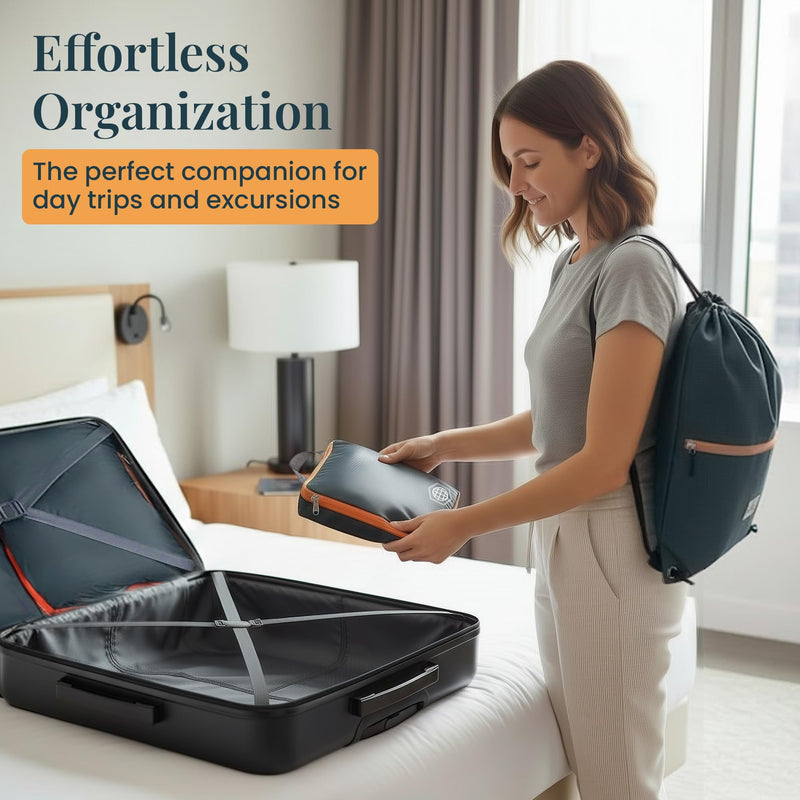 TRIPPED Travel Gear Extra Large Compression Packing Cubes 6-Piece Set Grey/Orange