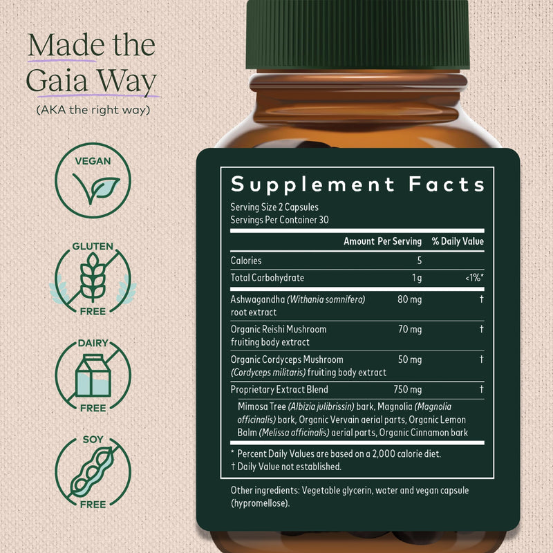 [Australia] - Gaia Herbs Adrenal Health Nightly Restore - Herbal Supplement with Ashwagandha, Magnolia Bark, Cordyceps, Lemon Balm, and More - 120 Vegan Liquid Phyto-Capsules (60 Servings) 120 Count (Pack of 1) 