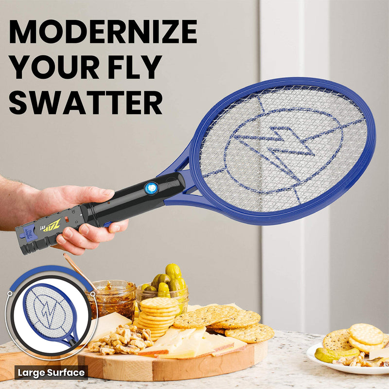 [Australia] - ZAP IT! Bug Zapper Rechargeable Electric Fly Swatter Racket, 4,000 Volt, USB Charging Cable Mini Blue 
