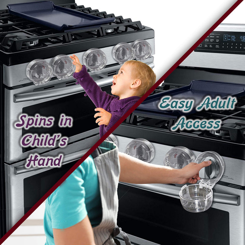 [Australia] - 6 Pack Clear Stove Knob Safety Covers - Protect Little Kids with A Child Proof Lock for Oven/Stove Top/Gas Range - Baby/Toddler Kitchen Safety Guard - Check Dimensions 
