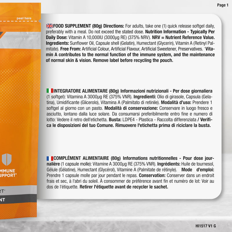 [Australia] - Vitamin A high dose 10000 IU | 1 year supply | Eye vitamins | Retinol for skin, cells & immune system | Horbaach 