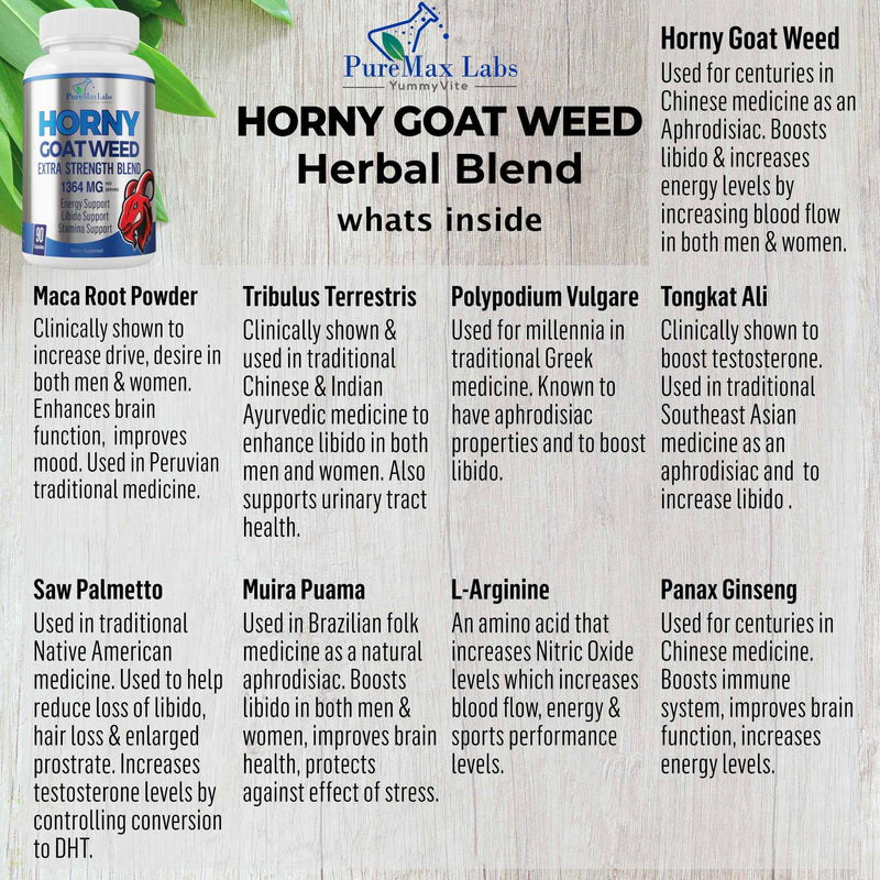 [Australia] - Horny Goat Weed 1590mg Extra Strength w. Maca, L-Arginine, Ginseng, Boost Performance, Stamina, Energy, Non-GMO Formula, 90 Capsules 
