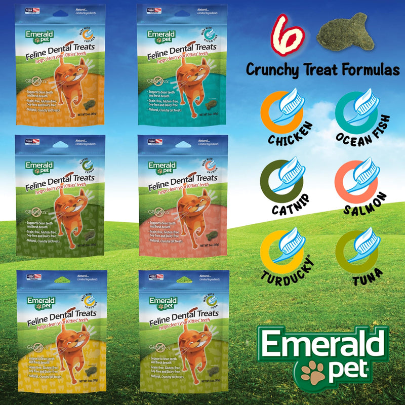 Feline Dental Treats — Tasty and Crunchy Cat Dental Treats Grain Free — Natural Dental Treats to Clean Cat Teeth, Freshen Cat Breath, and Reduce Plaque and Tartar Buildup — Ocean Fish Treats, 3 oz - PawsPlanet Australia