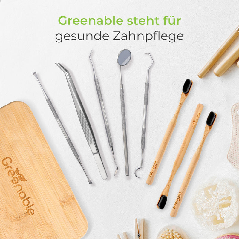 [Australia] - NEW: Greenable ® dental care set [set of 5] made of stainless steel - premium dental care - tartar remover, dental probe, tongue scraper, mouth mirror - interdental teeth cleaning tartar 