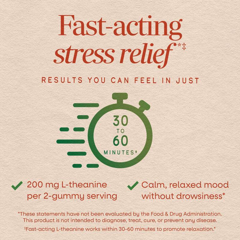 Nature's Way Quick Calm Gummies with L-Theanine*, Wild Berry, 60 ct | Fast-Acting Stress Relief Within 30-60 Minutes*(1), with Ashwagandha, Vegetarian, Mixed Berry Flavored, 60 Gummies