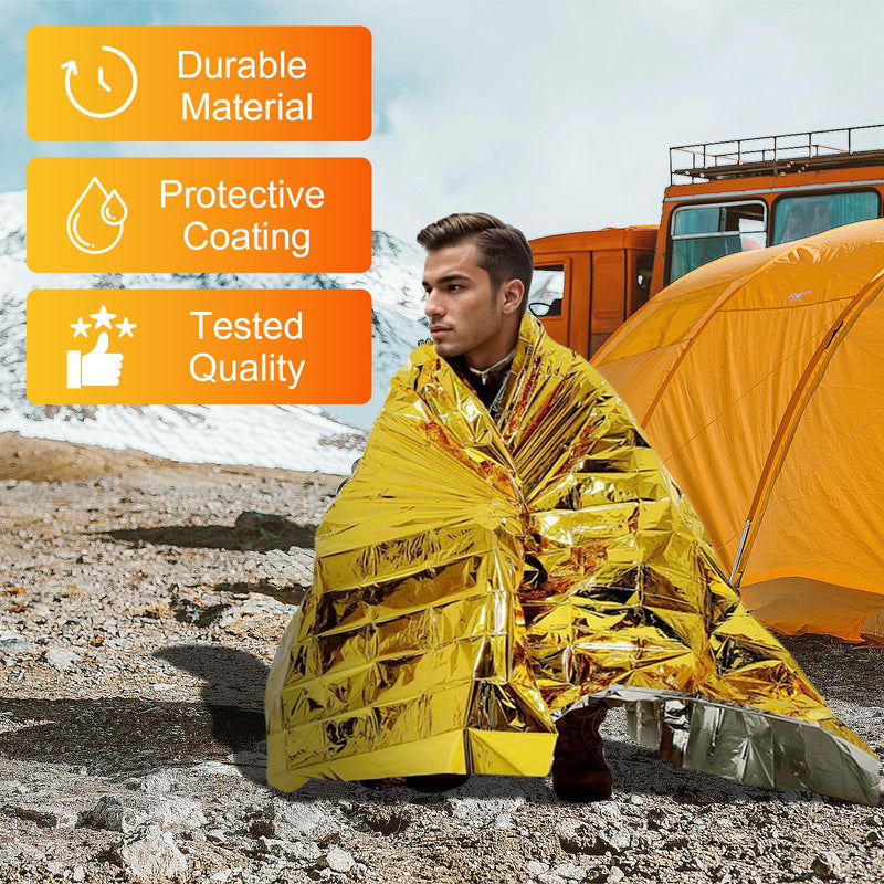 [Australia] - Bafeil Rescue Blankets Pack of 10 - Rescue Blanket Gold Silver for Emergencies, 210 x 160 cm - Weatherproof Emergency Blanket for First Aid and Outdoors - Compact Rescue Blankets for Cars, Hiking & Camping 