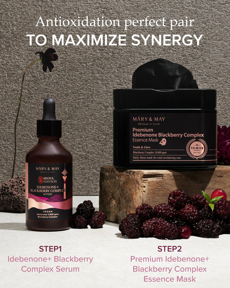 Mary&May SEOUL EDITION Idebenone Blackberry Face Serum 2.7 fl.oz | Korean antioxidant serum, 1,000ppm idebenone + 20% berry complex for dullness, fine lines & firmness, a vitamin C alternative 2.71 Fl Oz (Pack of 1)