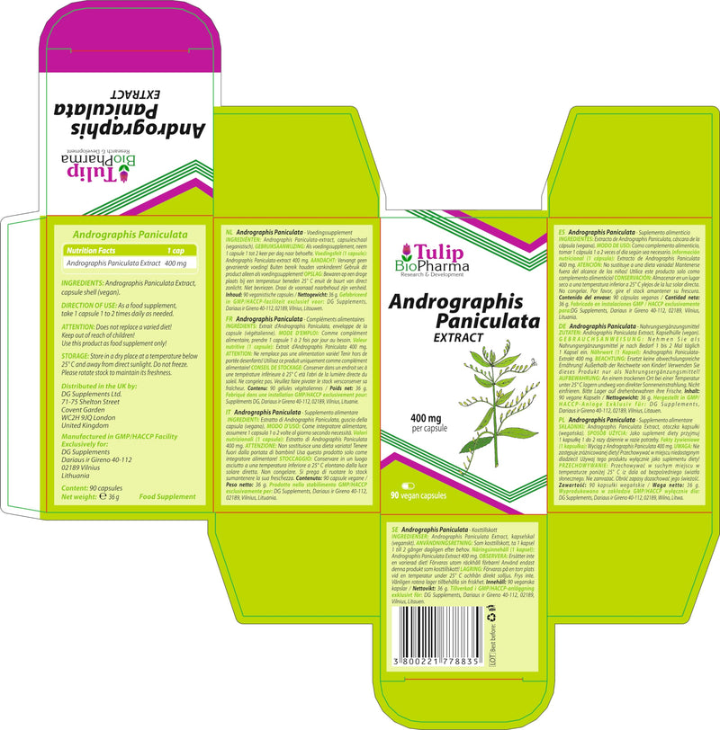 Andrographis Paniculata 400mg 90 Capsules, 3rd Party lab Tested, High Strength Supplement
