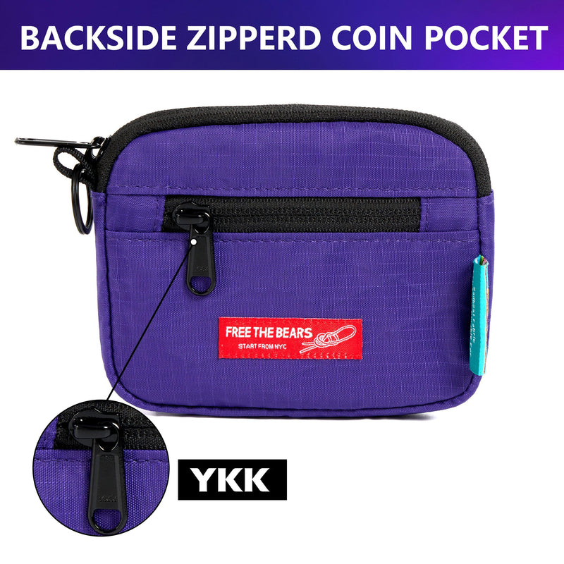 Rough Enough Travel Neck Wallet Pouch, RFID, Water-Resistant, Purple | Lightweight, YKK zipper, Bright Nylon Interior, 5 x 4 x 0.7 in, Multiple Card & Coin Pocket, Lanyard & Carabiner & Keychain
