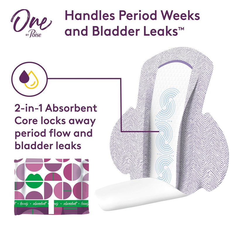 [Australia] - One by Poise Feminine Pads with Wings (2-in-1 Period & Bladder Leakage Pad for Women), Regular, Heavy Absorbency for Period Flow, Light Absorbency for Bladder Leaks, 54 Count (3 Pack of 18) Ultra Thin Heavy Pads (54 Count) 