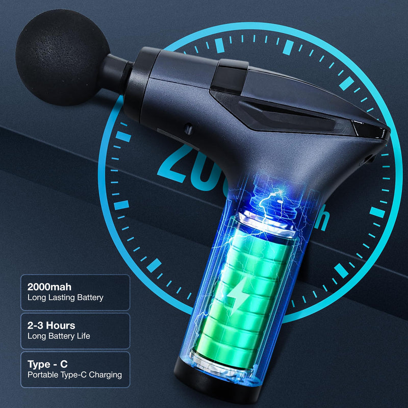 [Australia] - Massage Gun Deep Tissue with Muscle Massager Belt for Relaxation with Extended Handle 3-In-1 Back Massager for Pain Relief, 12 Speed Levels & 4 Replaceable Heads for Athletes, Gym Recovery and Seniors 