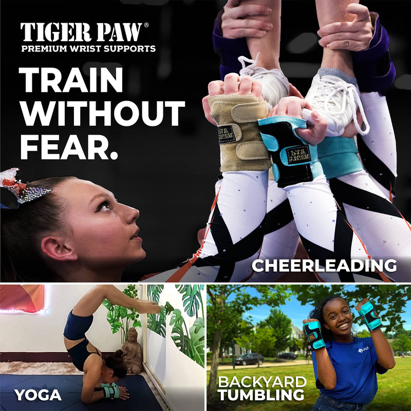 [Australia] - Tiger Paw Authentic Gymnastics Wrist Supports (Sold in Pairs) - Original Competition-Grade Gymnastics Wrist Guards, Wrist Support Braces, Adjustable, Made in USA Hand Wraps Small (69 to 115 pounds) Sand 
