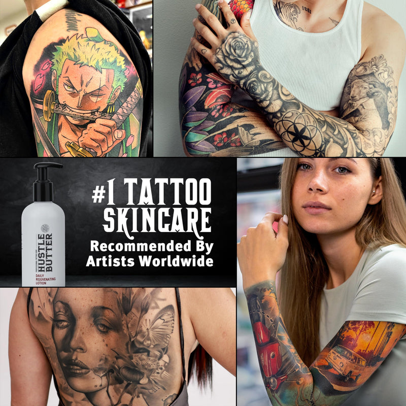 [Australia] - Hustle Butter Tattoo Aftercare - Daily Moisturizing Lotion - Naturally Derived Vegan Cruelty Free - Everyday All Over Use for Tattoos - 9 fl oz 