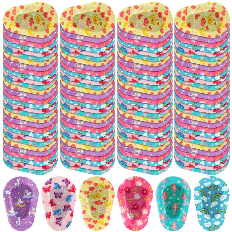 Panelee Adhesive Eye Patches for Kids Girls Designs Cotton Adhesive Bandages for Girls Toddler, 6 Styles(150 Pcs) 150