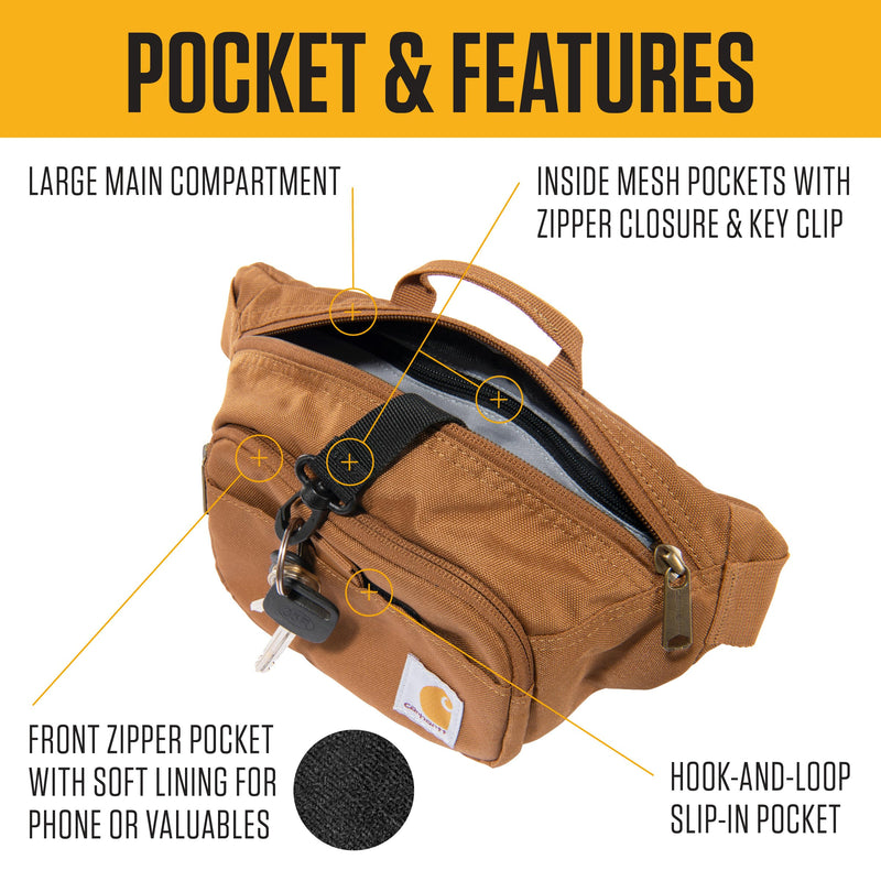 Carhartt Classic Adjustable Sling Bag, Durable, 600-Denier Water Resistant Hip Pack Essential Waist Pack (Mink) One Size