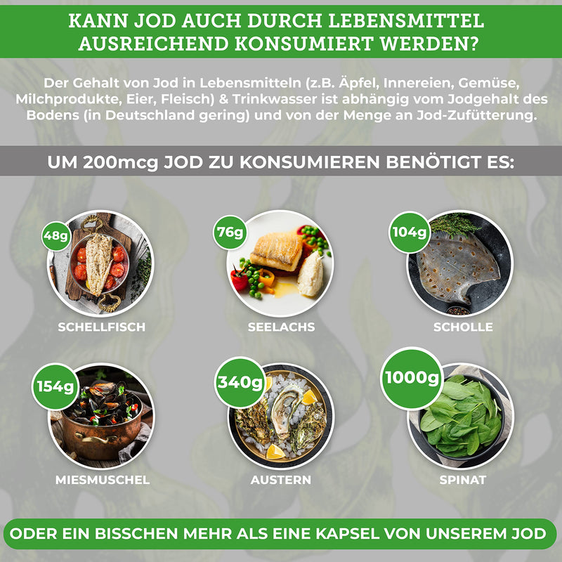 [Australia] - QIDOSHA® Iodine from organic kelp, 365 capsules in a pharmacist jar, vegetable iodine from organic kelp algae, vegan, each batch laboratory tested, German production 