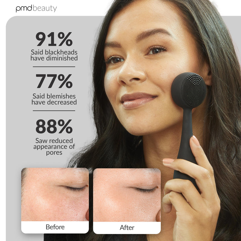PMD Clean - Smart Facial Cleansing Device with Silicone Brush & Anti-Aging Massager Black
