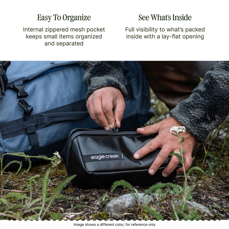 Eagle Creek Pack-It Gear Dopp Kit, Weekend Getaway Travel Pouch, Rush Blue | Durable, Water-Resistant Toiletry Bag, Strong Zippers, Easy to Carry Handle, Luggage Organizer