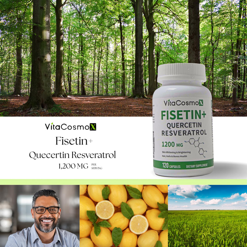 Fisetin Quercetin Resveratrol Supplement, 1,200 mg, 120 Veggie Capsules 100% Vegetarian, Non-GMO & Gluten Free - 2 Packs