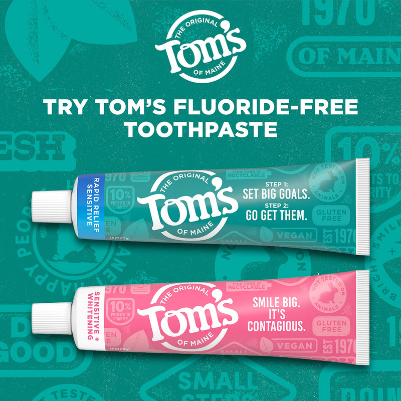 [Australia] - Tom's of Maine Sensitive + Whitening Fluoride Free Toothpaste,Soothing Mint 4.0 oz 3-Pack 4 Ounce (Pack of 3) 