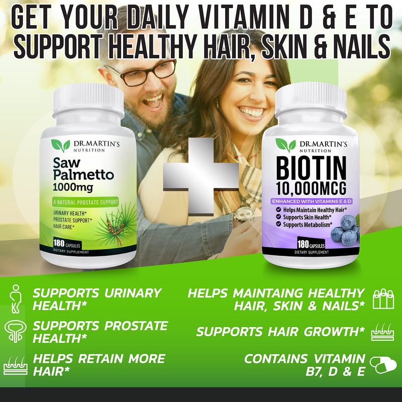 [Australia] - USA Grown Saw Palmetto | 180 Capsules Prostate Health Supplement | Hair Growth for Men & Women | Support to Help Maintain Normal Urination Frequency & Natural DHT Blocker to Help Prevent Hair Loss 