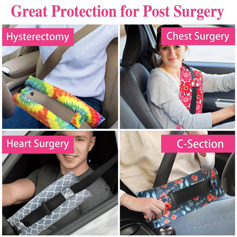 [Australia] - Mastectomy Pillow Hysterectomy Pillows C Section Recovery Must Haves Essentials Products Seat Belt Cushion Post Surgery Gifts for Women Breast Pillow Cushion with Insert Ice Pockets Cow 
