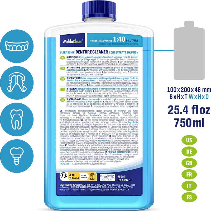 [Australia] - Ultrasonic Cleaner Solution for Dentures & Retainers - 25,36 fl oz Concentrate for ultrasonic Machines 