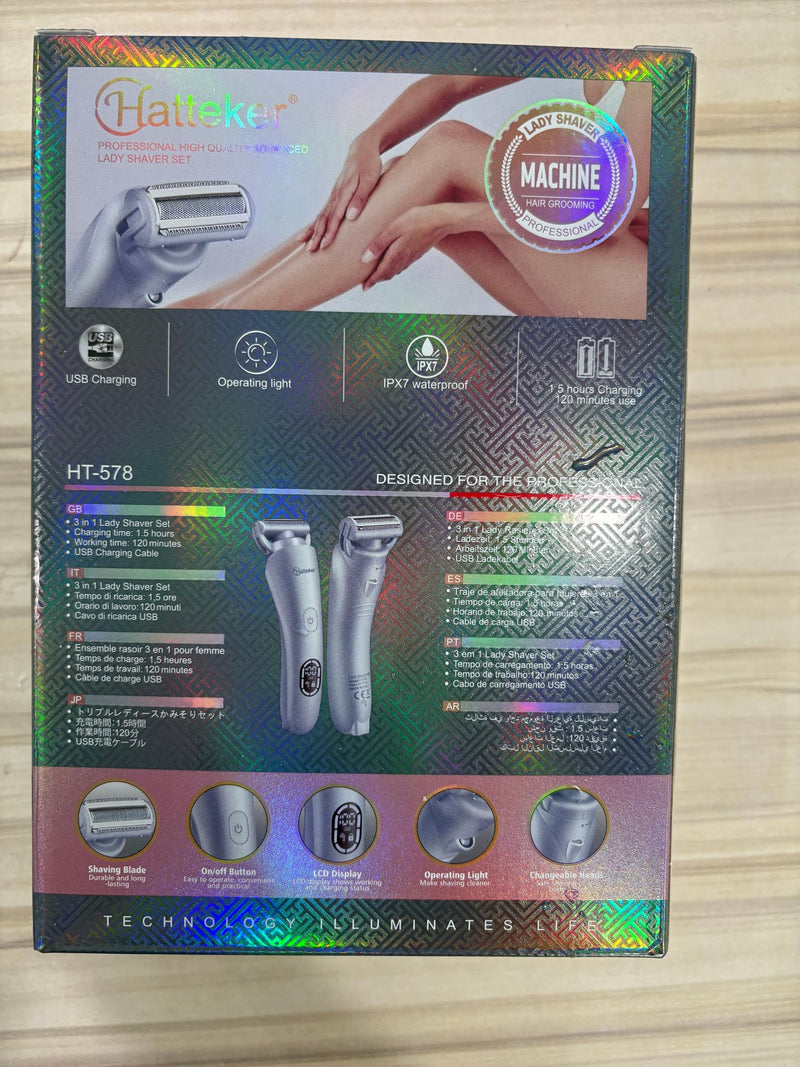 Hatteker Women's Electric Shaver Bikini Trimmer Hair Trimmer for Women Electric Razor for Legs Bikini Underarm Public Hairs Led Display IPX7 Waterproof Gift for Women (Blue) Blue