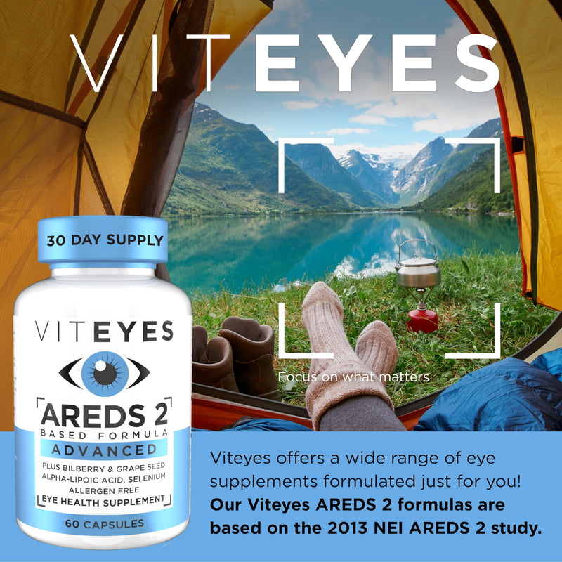 Viteyes AREDS 2 Advanced Macular Support with Bilberry, grapeseed, FLORAGLO Lutein, Selenium, Natural Vitamin E, Allergen Free, Eye Vitamins for Vision Protection, 60 Count 60 Count (Pack of 1)