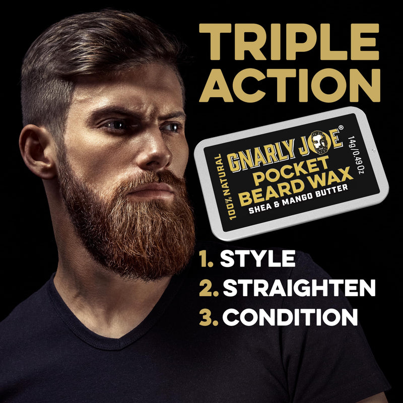 [Australia] - Gnarly Joe Pocket Beard Wax, Beard Styling & Smoothing Wax for Men, Triple Action: Style, Straighten and Care for Your Beard (14g) 14g (Pack of 1) 