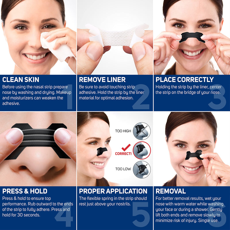 [Australia] - Extra Strength Nasal Strips 50 Ct, Nasal Dilators for Men & Women, Anti Snoring, Instant Congestion Relief for Cold & Allergy, Improves Sleep, Better Performance, for Day & Night, Black 