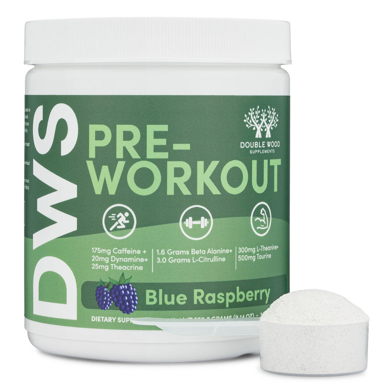 Pre-Workout Powder, 175mg Caffeine, Smooth Energy, No Crash, 30 Servings | Pre-Workout Supplement, 175mg Caffeine, Beta Alanine + L-Citrulline for Pump, 300mg L-Theanine, No Blends, Blue Raspberry