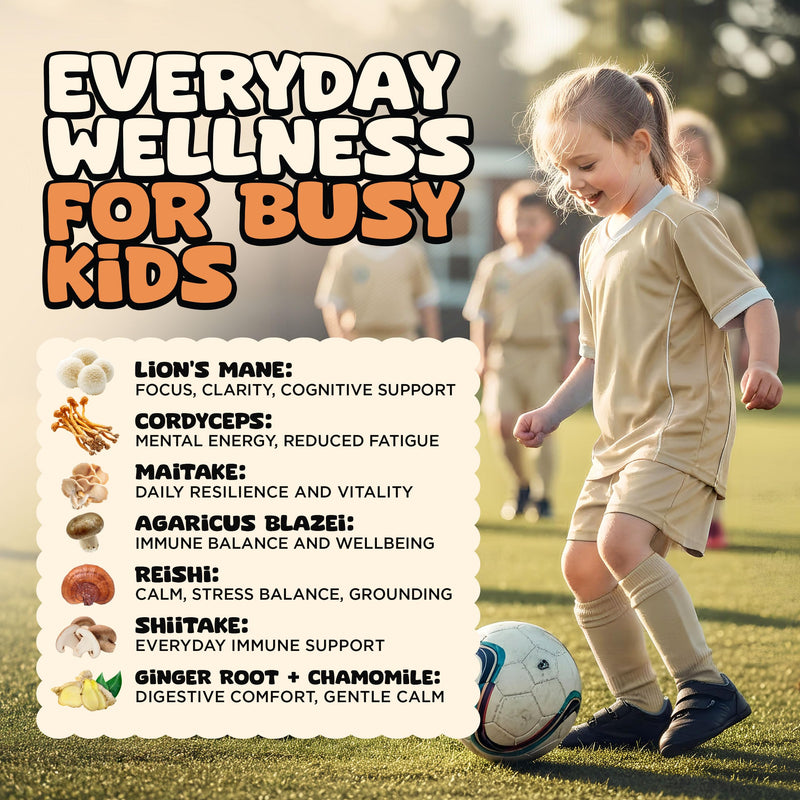 Mushroom Gummies for Kids | Multi Functional Blend with Lion’s Mane & Cordyceps | Focus, Calm & Immune Balance Support | Vegan & Sugar Free | 60 Pack (Mango and Orange) Mango and Orange