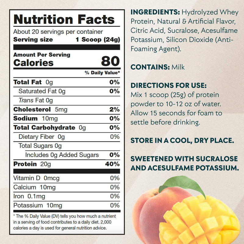 [Australia] - Myprotein Clear Whey Isolate Protein Powder, 1.1 Lb (20 Servings) Peach Mango, 20g Protein per Serving, Naturally Flavored Drink Mix, Daily Protein Intake for Superior Performance 1.1 Pound (Pack of 1) 
