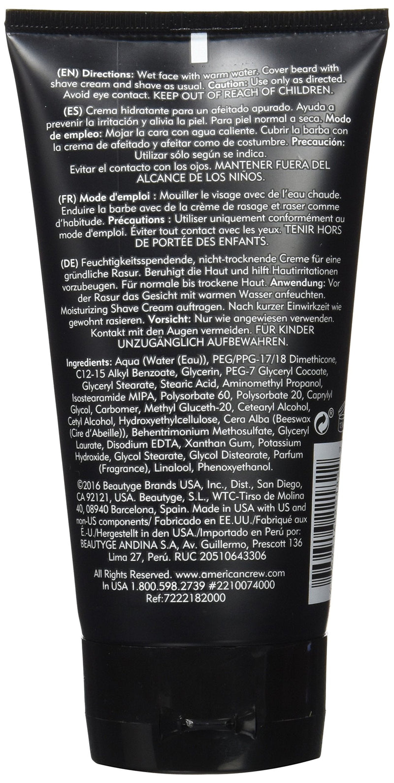 [Australia] - AMERICAN CREW - Moisturizing Shave Cream, 150 ml, foaming shaving cream with avocado oil & aloe vera, care product with vitamins for dry & sensitive skin, prevents irritation 150 ml (pack of 1) 