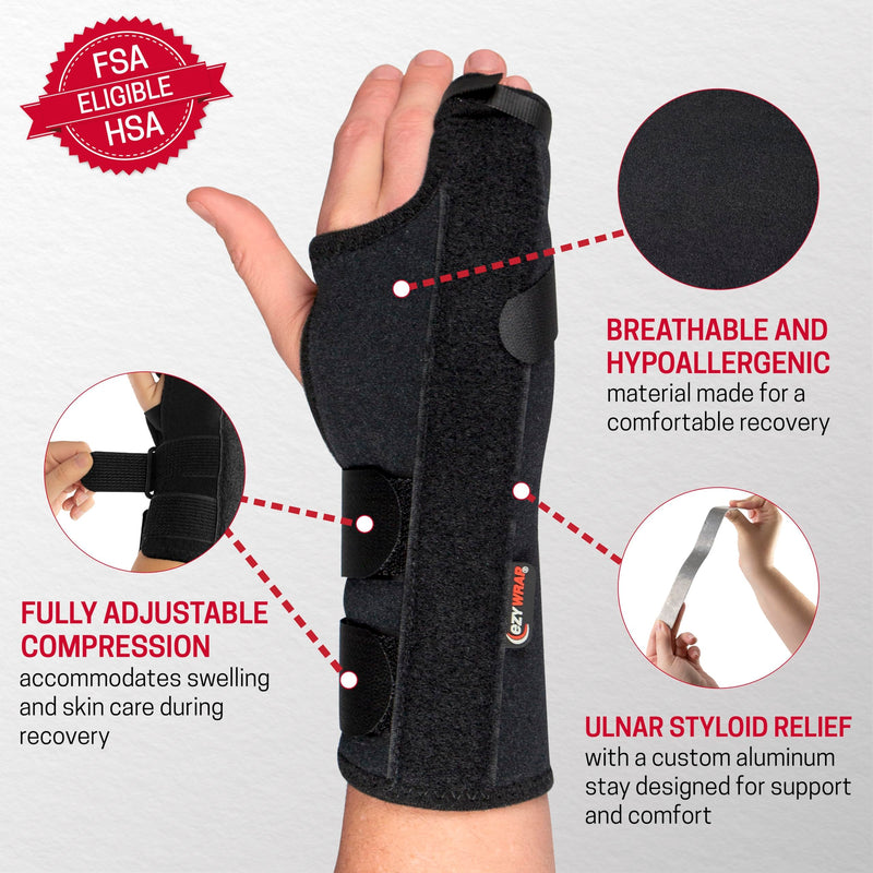 [Australia] - Boxer Fracture Splint Hand Brace with Finger Support – Wrist Brace Right Hand with Adjustable Fit, Hypoallergenic Material & Soft Edges – Designed for Metacarpal Fracture, Sprain, or Swelling Regular Right-Hand 