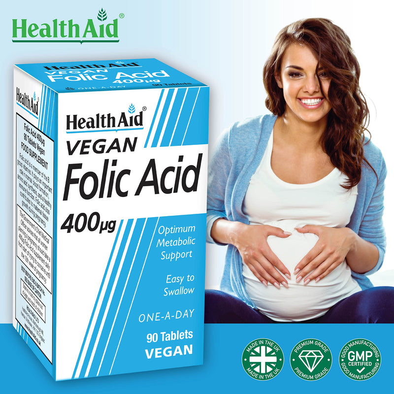HealthAid Folic Acid 400g - 90 Tablets 90 count (Pack of 1)
