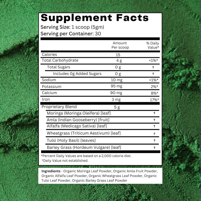 Organic Spree Super Greens Powder – 150 gm (5.3oz) | USDA Organic Certified | Superfood Mix with Moringa, Wheatgrass, Tulsi, Amla, Alfalfa & Barley Grass (1) 1