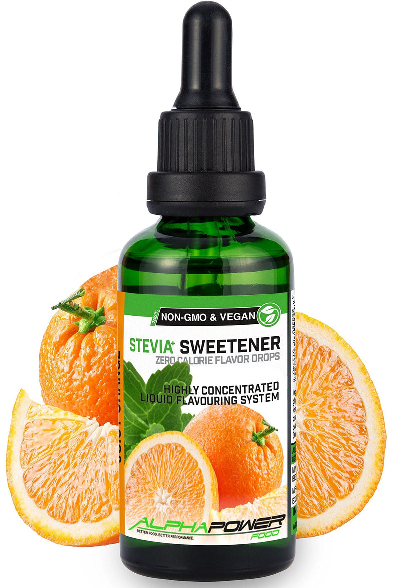 [Australia] - ALPHAPOWER FOOD | Stevia, sugar-free flavor drops ORANGE JUICE | 100% natural liquid flavor + sugar substitute for water, muesli, desserts, smoothies natural orange flavor 50 ml (pack of 1) 