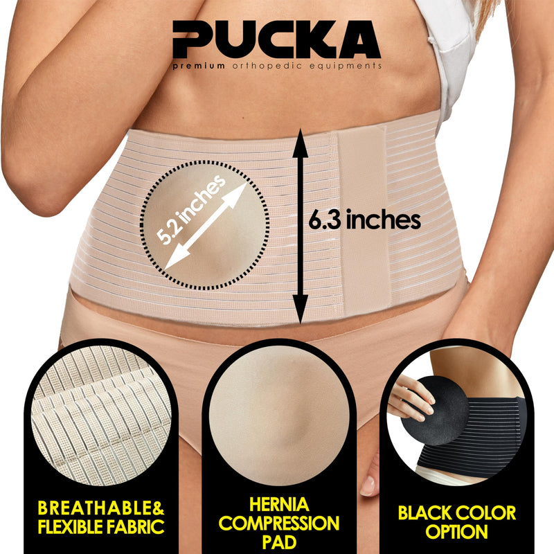 Umbilical Hernia Belt for Men and Women - Abdominal Support Binder with Compression Pad - Belly Button Hernia Navel Ventral Epigastric Incisional and Surgery Prevention Aid (Beige, 3XL Plus Size (54"-67")) 3XL Plus Size (49.2"-67") Beige
