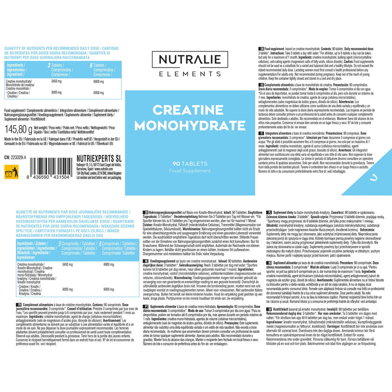 Creatine Monohydrate Tablets 6000mg - Men and Women - Sports Supplement CreatineMonohydrate - 90 Tablets Creatine Monohydrate Nutralie