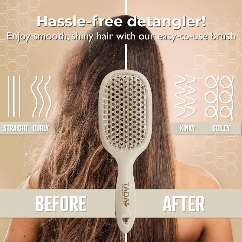 [Australia] - TADA Natural Beauty Hair Brush Detangler for Curly, Thick, Wavy, and Thin Hair - Ventilation Holes for Quick Drying and Styling, Detangler Brush for Women, Men, Kids (4 Colors) (2PK #2) 2PK #2 