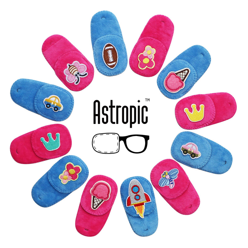 [Australia] - Astropic 2Pcs Eye Patches for Kids | Girls Eye Patch for Glasses | Medical Eye Patches for Children with Lazy Eye | Amblyopia Eye Patch for Toddlers to Cover Either Eye (Pink Flower & Blue Icecream) Pink Flower & Blue Icecream 