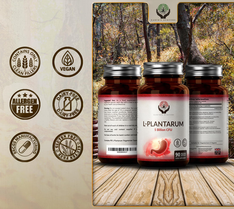 EN Lactobacillus Plantarum | 90 High Strength L-Plantarum Capsules - 5 Billion CFU L-Plantarum Probiotic per Serving | Lactobacillus Probiotics | Non-GMO, Gluten & Allergen Free | Made in The UK
